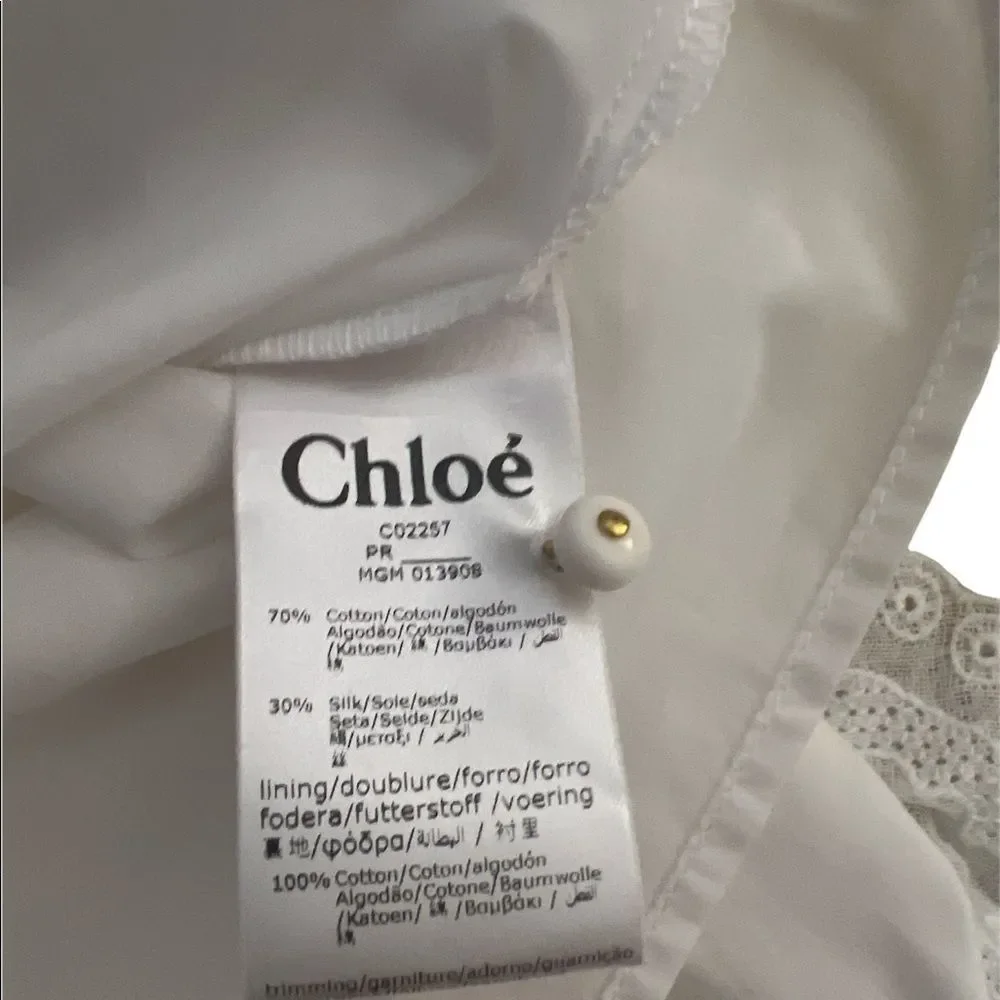 Chloé white lined eyelet dress lots of unique detail